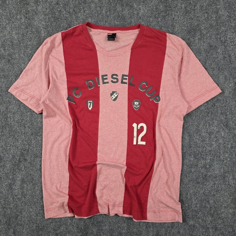 DIESEL 100% Cotton Block Stripe Tee Red XXL JerseyKnit
